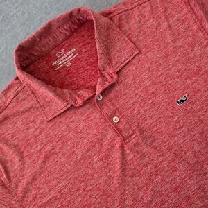 Vineyard Vines Performance Polo Shirt Red Heathered Short Sleeve XXL Mens